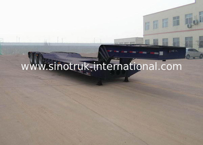 Low-bed Semi Trailer Truck 3 Axles 60Tons 15m for carrying construction machine