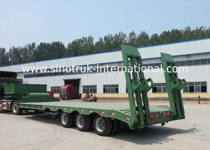 Low-bed Semi Trailer Truck 3 Axles 60Tons 15m for Loading construction machine