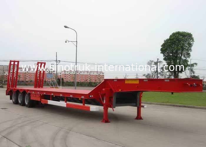 Low-bed Semi Trailer Truck 3 Axles 70Tons 17m for Loading construction machine