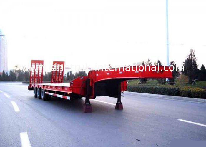 Low Bed Semi Trailer Truck 3 Axles 80 Tons 17m for Loading Construction Machine