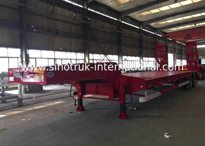 Low Bed Semi Trailer 3 Axles 60 Tons 15m For Transporting Construction Machine