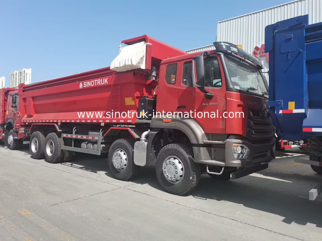 Sinotruk Hohan New Howo Tipper Dump Truck N7 8 × 4 12 Wheels 380Hp Lhd Or Rhd With Tarpaulin U Type Container