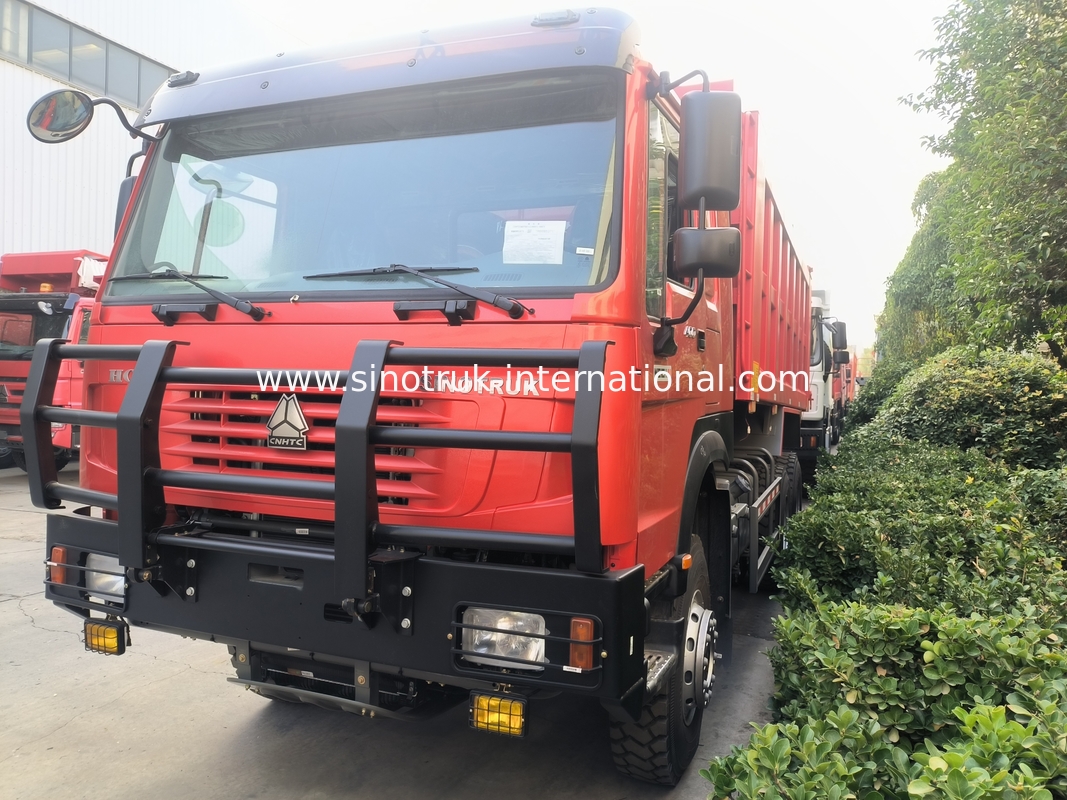 Sinotruk Howo Tipper Dump Truck  6 × 4  Lhd 10 Wheels Ghost Face Bumper Mining Tires