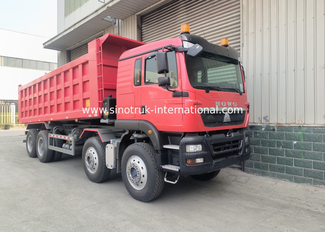 Sinotruk Howo Tipper Dump Truck Tx 400Hp Euro 2 8 × 4  Lhd 12 Wheels Red