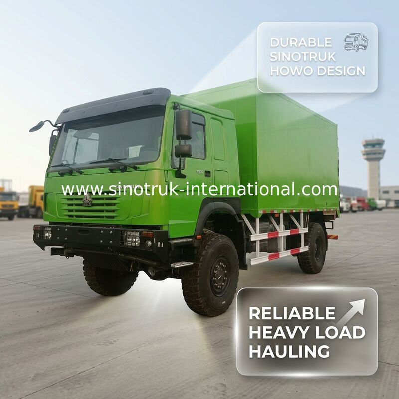 SINOTRUK Heavy Duty Truck with 4X4 LHD Drive Type, 5000*2300*2300 mm Cargo Tank, and 16T Rear Axle Capacity for Heavy Load Hauling Green