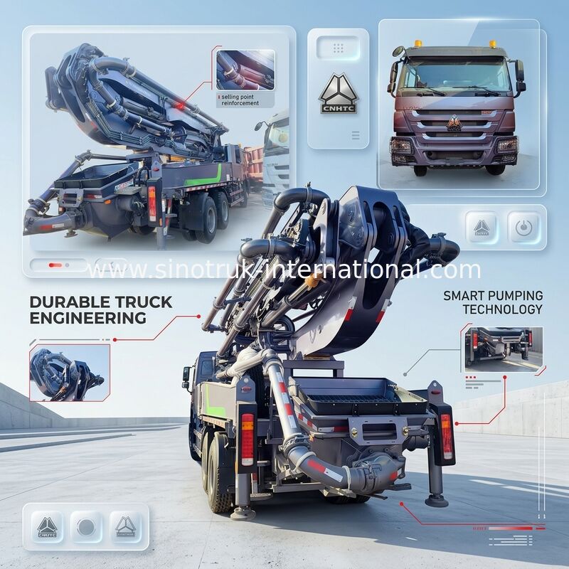 High Rise Mastery HOWO 380HP Smart Pump Truck’s 52m Boom 6x4 Traction For Unmatched Vertical Pouring