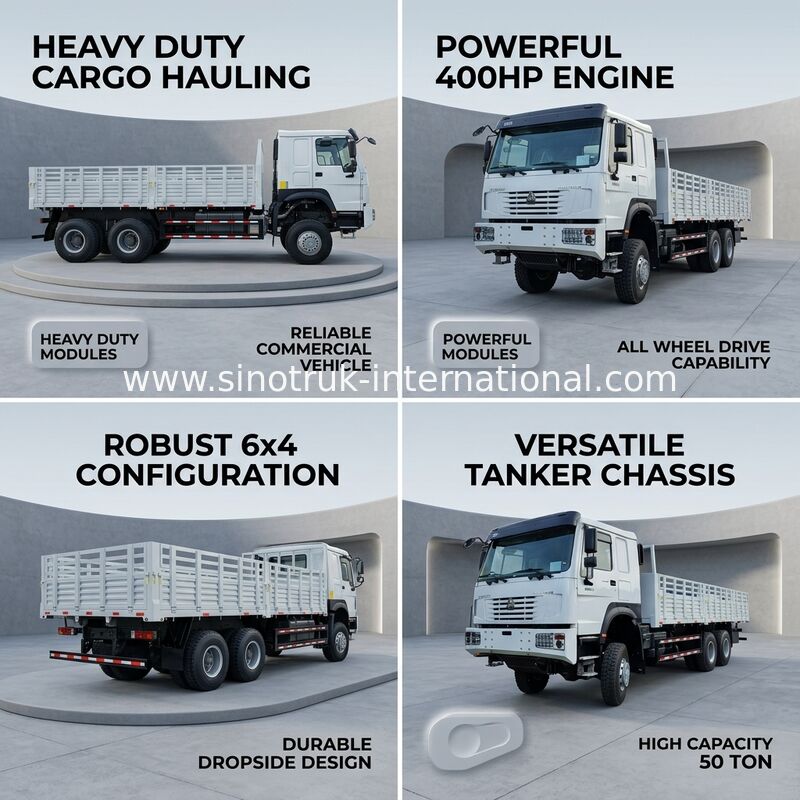Howo Full Drive Cargo Box Truck 400 HP 4 Axle
