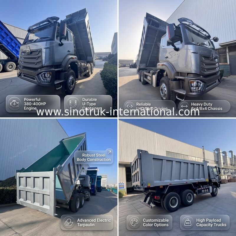 SINOTRUK HOHAN New Howo Tipper Dump Truck  Middle Lifting  6 × 4 RHD  Cargo Box  19-20CBM Customer-customized color Diamond Silver 400HP
