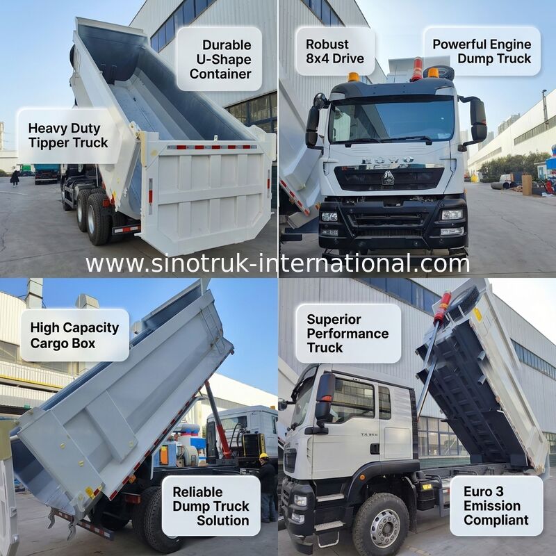 HOWO TX 6*4 White Dump Truck with 390HP MAN Engine & 20CBM Cargo Box for Superior Performance