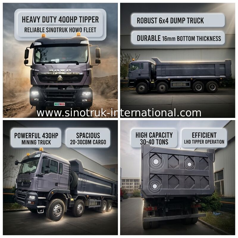 Tipper Truck SINOTRUK HOWO 400HP 12 Wheels LHD 30-40 Tons 20-30CBM ZZ3317V356GB1