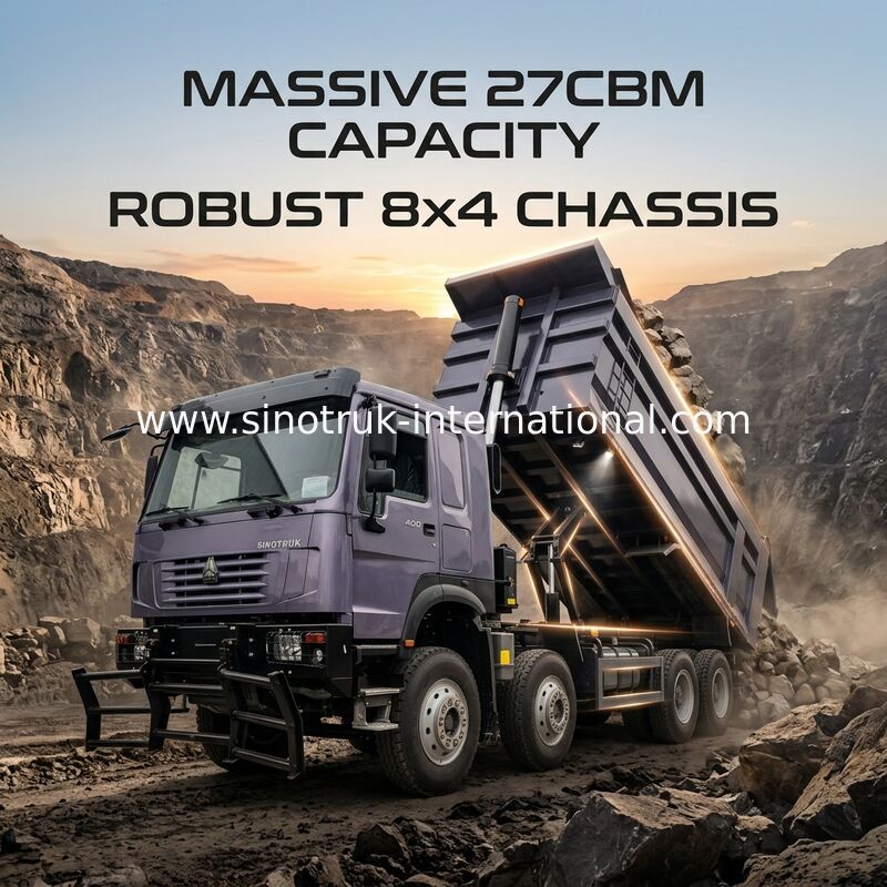 400HP for Heavy Loads, 27CBM for More Cargo: Gray 8x4 Dump Truck