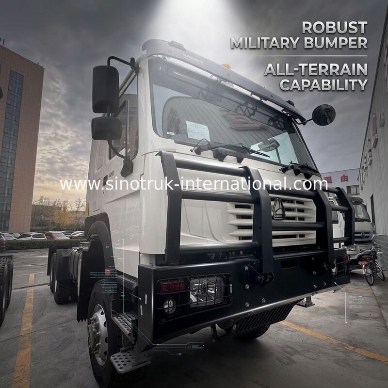 SINOTRUK HOWO Ghost Face cab Tractor Truck  6X6 Euro 2  430 HP Military bumper White