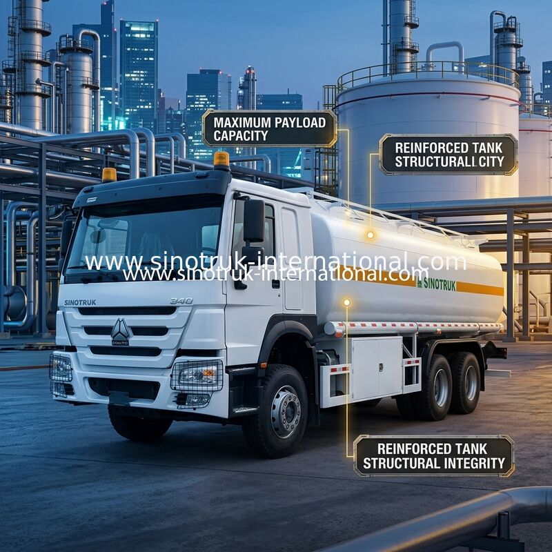 Sinotruk Howo 20CBM Fuel Tank Truck 10Wheels 340Hp 6 × 4 Multiple Compartments