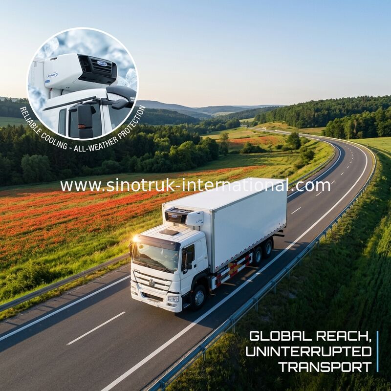 High Strength Frozen Foods RHD 8×4 Refrigerated Trucks And Vans 40 Ton Low Noise