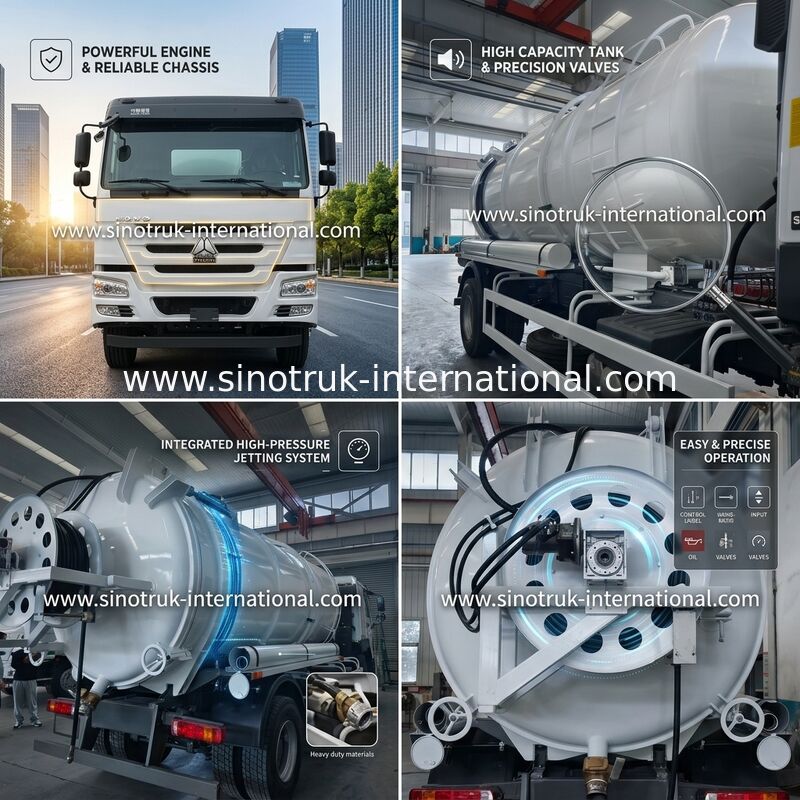 Vacuum Pump Sewage Suction Truck Septic Tank Cleaning 16CBM LHD 290HP