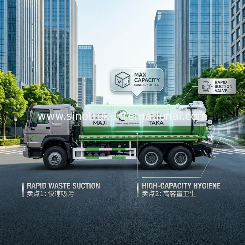 Vacuum Pump Sewage Suction Truck Septic Tank Cleaning Truck 20CBM LHD 380HP