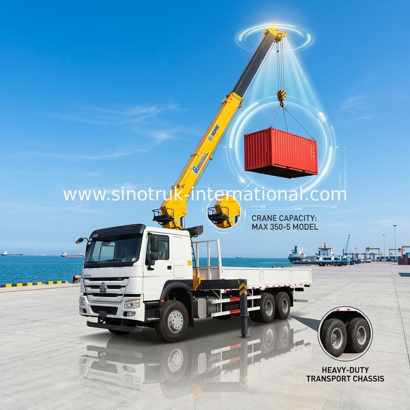 HOWO Truck Mounted Cranes Equipment 12 Tons XCMG For Lifting 6X4 LHD 400HP