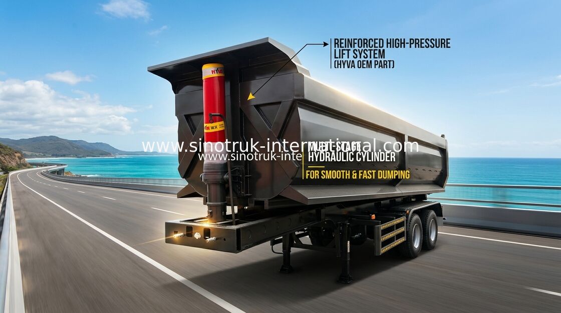 Black Color Hydraulic 3 Axles Semi Truck Flatbed Trailer Transport Cargo