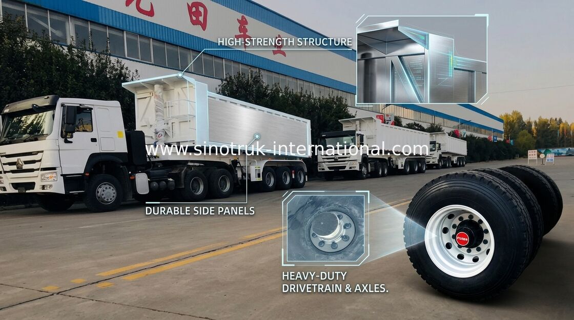 Heavy Duty White Color Semi Bed Trailer For 60 Tons Loading Capacity