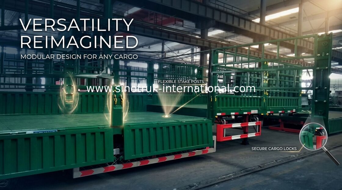 Transport Carbon Steel Flat Top Semi Trailer 30-60 Tons Semi Grain Trailer
