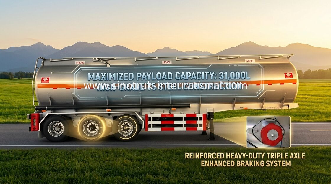 60 CBM Oil Tank Truck 3 Axles Semi Flatbed Trailers For Oil Fuel Transport