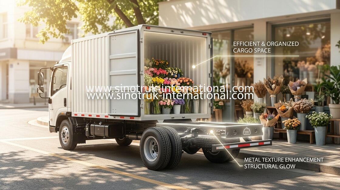 HOWO Small Goods Transporting Light Duty Trucks Two Sits Single Berth With A / C Chassis LHD