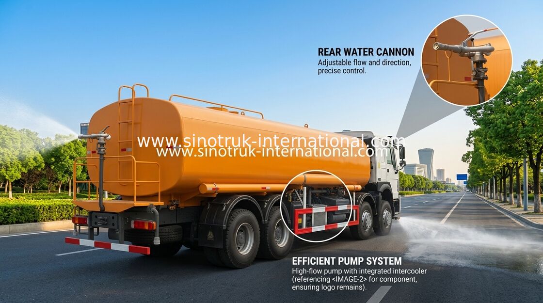 Sinotruk Howo Sprinkler Water Tank Truck 30CBM 8 X 4 Euro 2