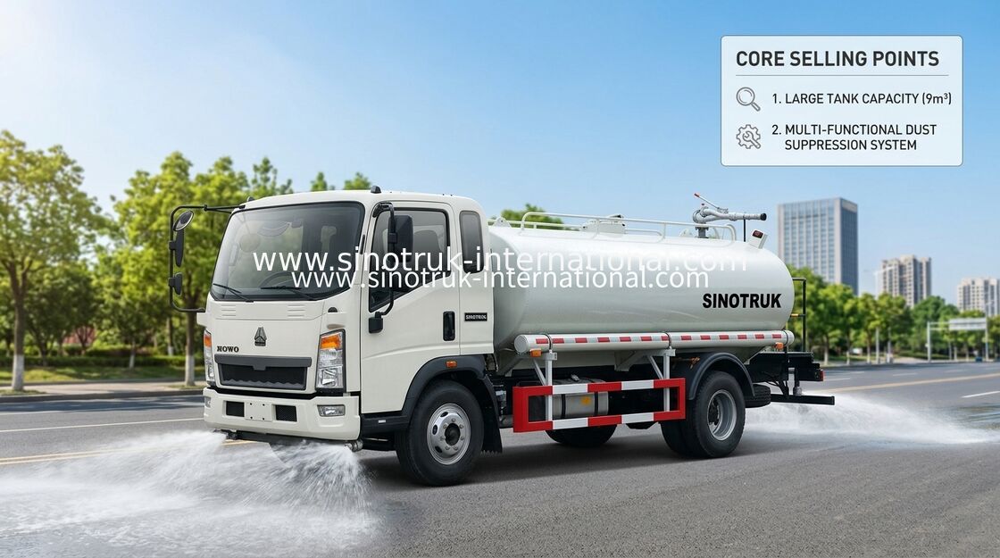 SINOTRUK Light Water Tank Truck LHD 5-8CBM Spraying Range Wide