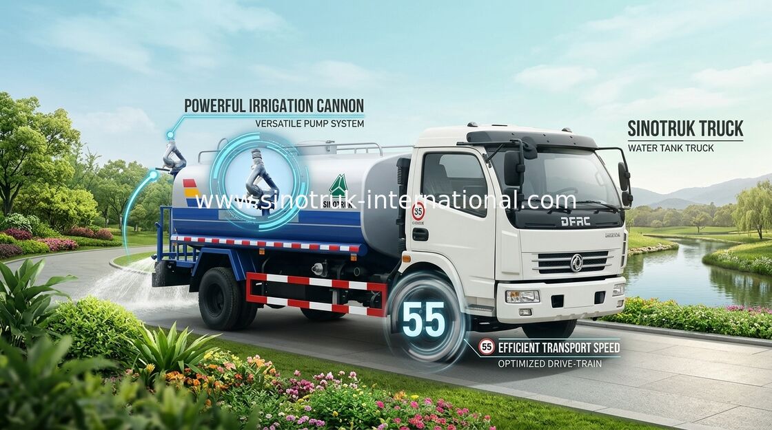 8.2 Tons Driving Axle Potable Water Tanker Trucks 5CBM for Landscape Engineering