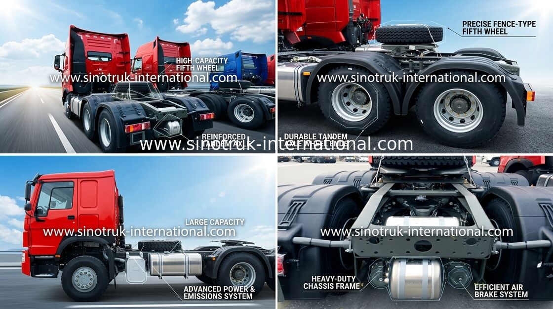 Tow Tractor Trailer Truck LHD 6x4 371HP Flat Roof Cabin SINOTRUK HOWO Truck