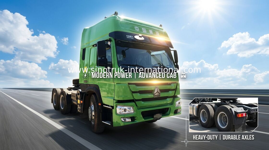 Howo Tractor Trailer Truck LHD 10 Wheels HW 79 High Roof Cab Two Berths 102 km / h