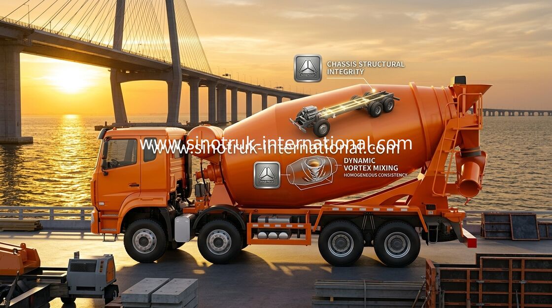 Sinotruk Howo N7 Concrete Mixer Truck 6 X 4 Euro 2 380hp For Construction