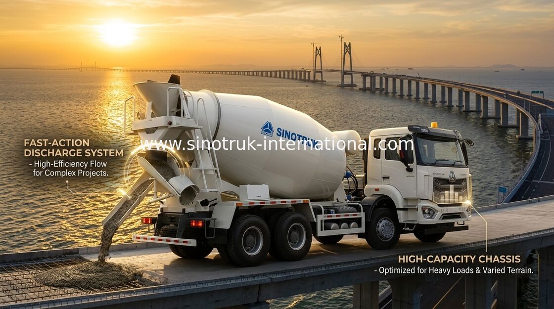 HOWO RHD 6*4 12CBM  White Mixer Truck High Horsepower 380HP High Efficiency Italian Mixing Tank