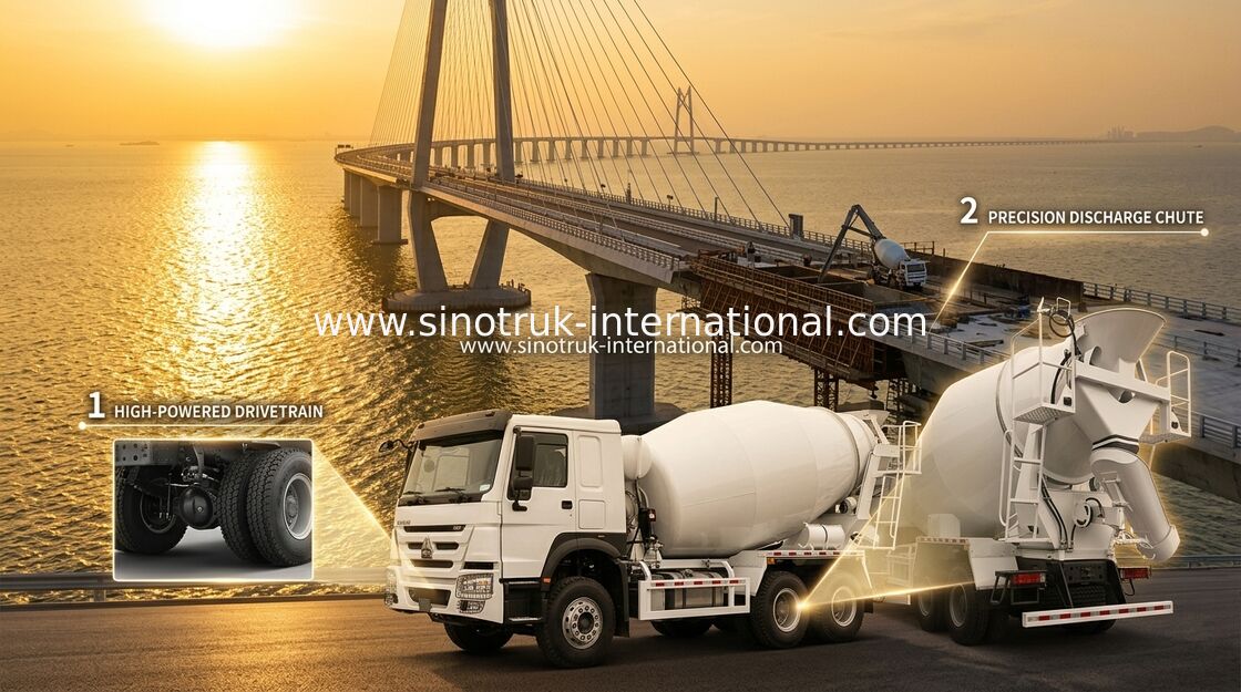 Sinotruk Howo Concrete Mixer Truck 380HP 6-10CBM 6 X 4 Euro 2 Mixing Plant RHD