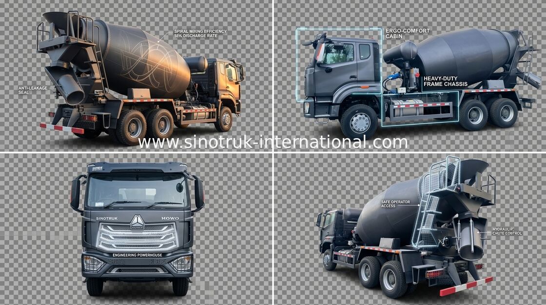 Sinotruk Howo N7 Concrete Mixer Truck 6-10CBM 6 X 4 Euro 2 380Hp
