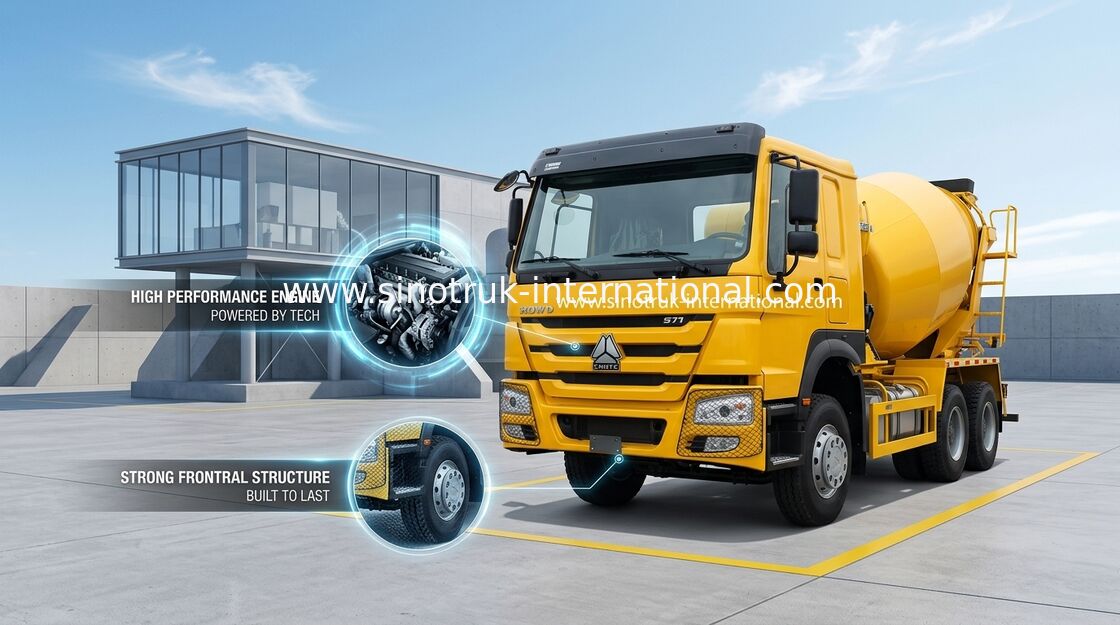 6x4 LHD Drive Type SINOTRUK HOWO Concrete Mixer Truck 371HP