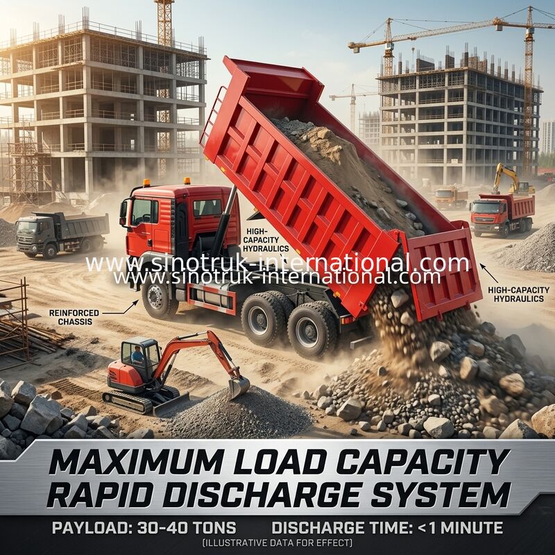 High Efficiency 6×4 HOWO TX Tipper Truck | Red Body, 400HP Engine, 20CBM Container, 60 Tons Heavy-Duty Transport