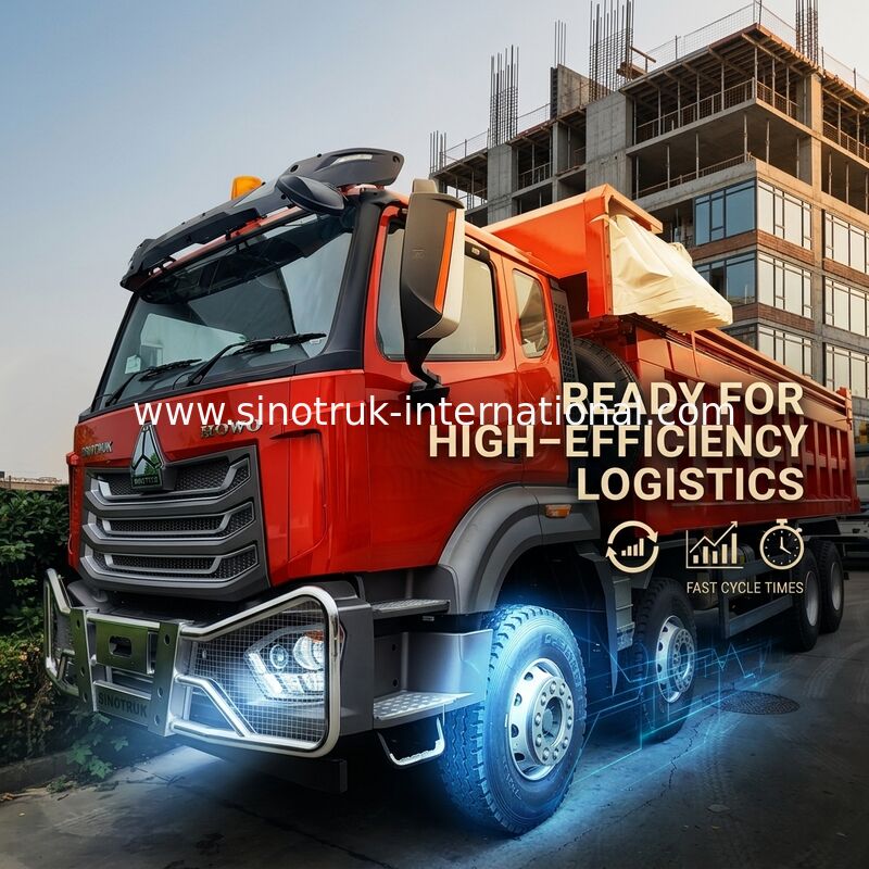 Super Bearing HOWO 8×4 Red Tipper | 371HP Strong Power, 27CBM Large Capacity, 80–100T Heavy-Duty Transport