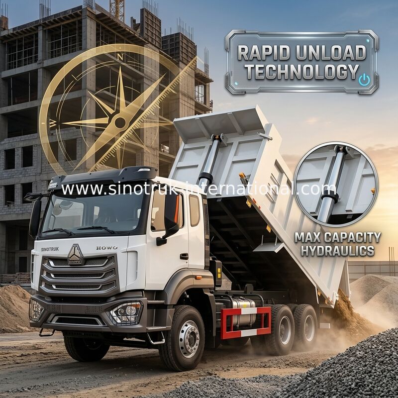 2 Passengers Sinotruk Hohan Tipper Dump Truck Weichai Engine 6 × 4 LHD 380HP With Manual Transmission Type