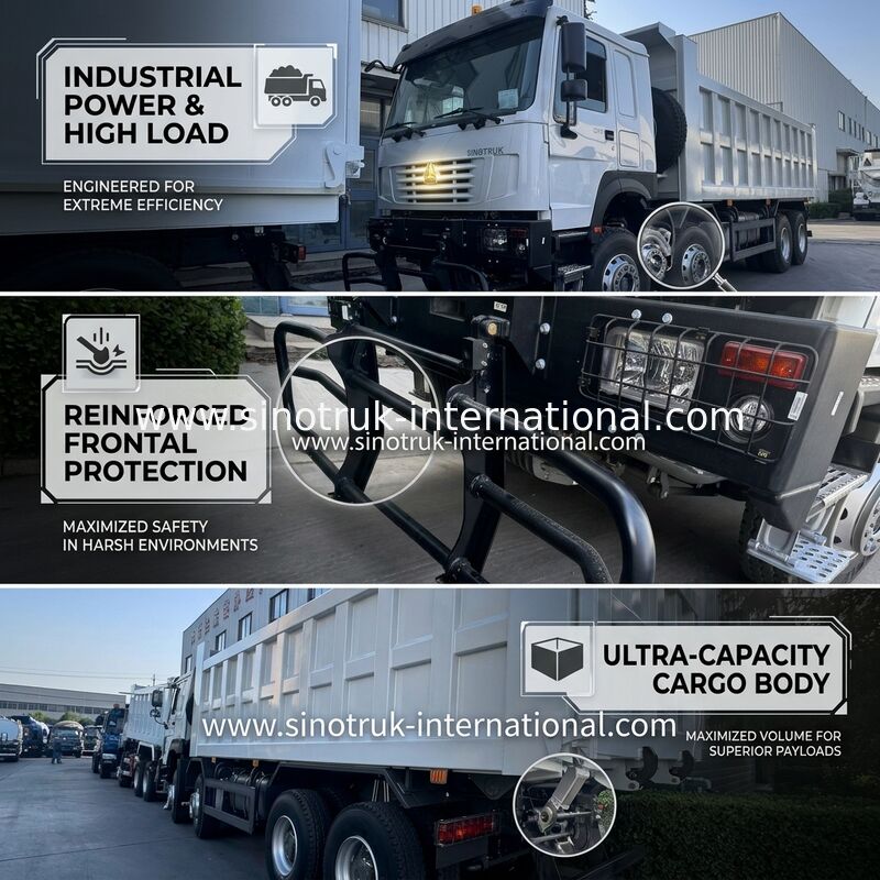 SINOTRUK HOWO 371HP Tipper Dump Truck Construction Old Front Face Military Bumper For Mining Areas