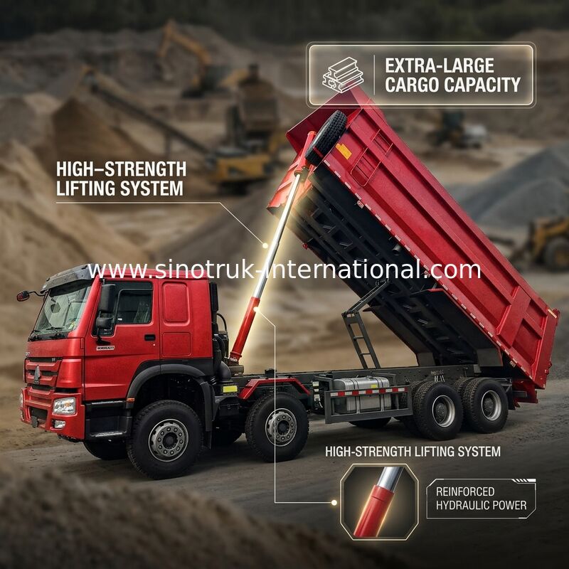 HOWO 12 Wheels Sinotruk 8X4 Dump Truck 400hp For Mining LHD  U Type Container