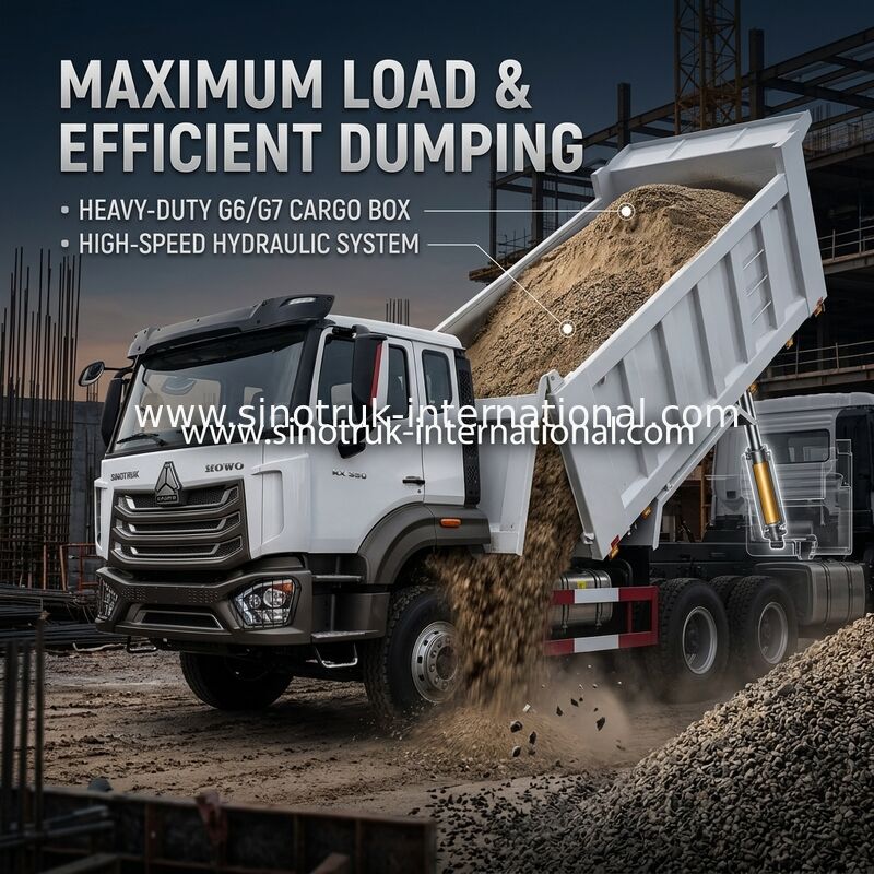 SINOTRUK HOHAN HOWO 380HP LHD Tipper Dump Truck 6X4 Patterned Style Cargo Box