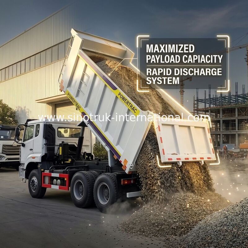 Sinotruk Howo / Hohan 6×4 Tipper Dump Truck 10 Wheels Rectangular Cargo Body 20CBM White Color
