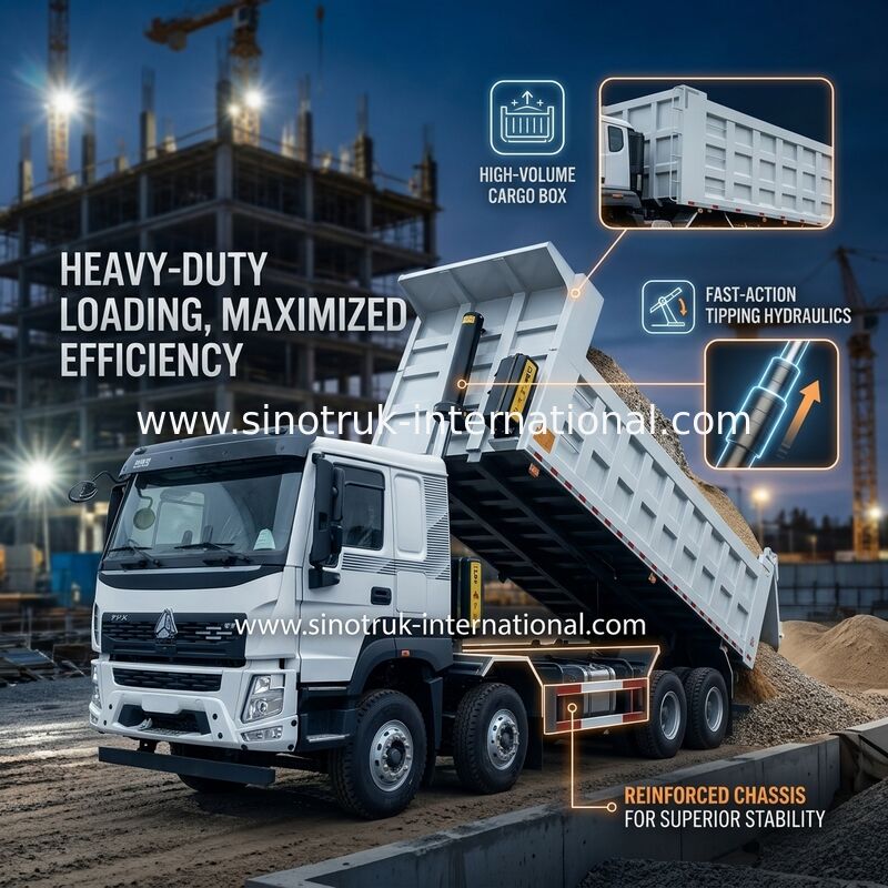 SINOTRUK HOWO 380HP Tipper Dump Truck 12 Wheels LHD 31 Tons 20-30CBM V7-X Cab
