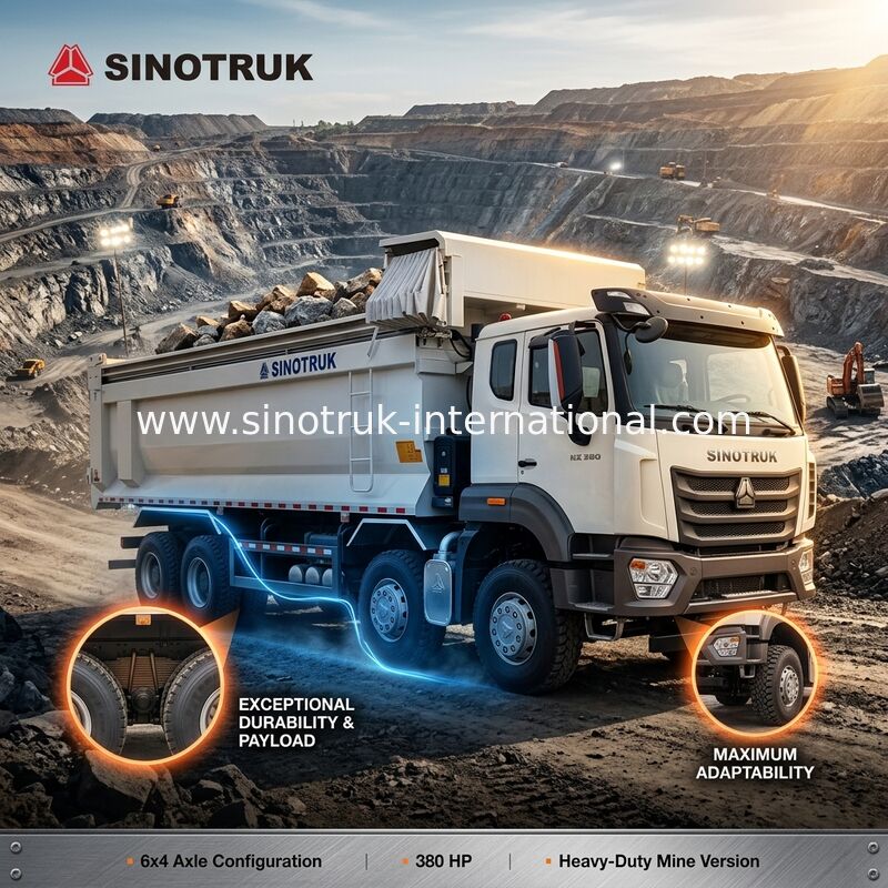 Sinotruk Hohan New HOWO Tipper Dump Truck N7 6 × 4 10 Wheels 380Hp RHD U Type  Automatic Tarpaulin