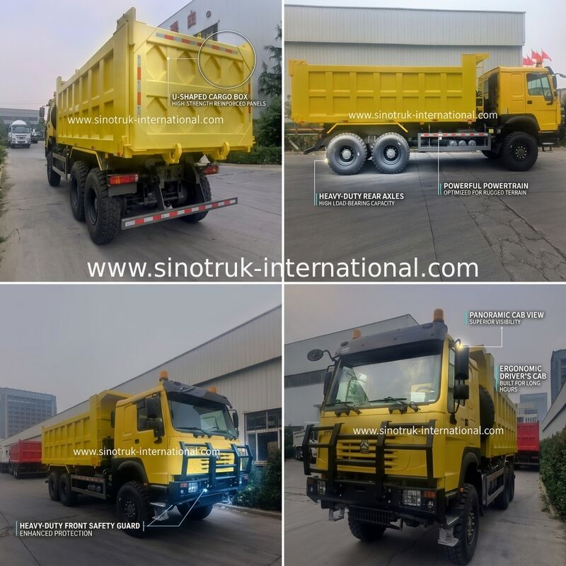 Sinotruk Howo Tipper Dump Truck 6 × 6 All Wheel Drive With 14.00R20 Single Tyre 380Hp