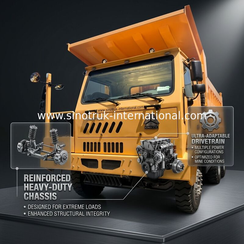 Sinotruk Howo Mining Tipper Dump Truck 90Tons 6 × 4 High Strength Steel Cargo Body