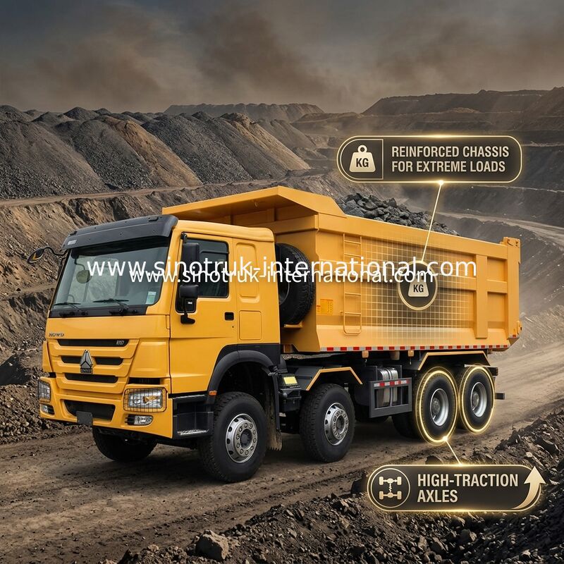 Sinotruk Howo Tipper Dump Truck 8 × 4  Lhd 12 Wheels U Shape Tipper Body Euro 2