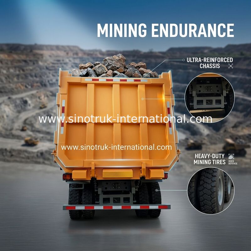 SINOTRUK Heavy Duty Tipper Dump Truck LHD With Unilateral High Strength Skeleton Cab 371HP