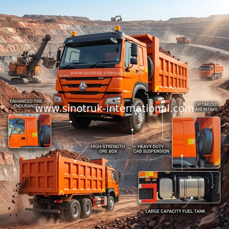 400HP Orange HOWO Tipper Truck RHD 6×4 10 Wheels High Horsepower
